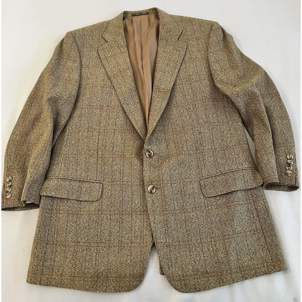 Ermenegildo Zegna Blazer Men's Tan Brown Sport Jacket Made Italy Paul Simon Wool